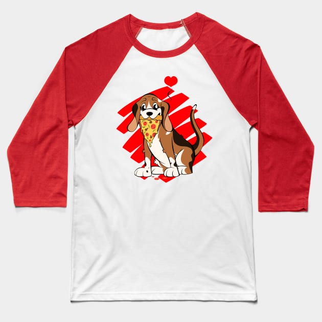 Pizza Puppy Love! Baseball T-Shirt by Sonic408